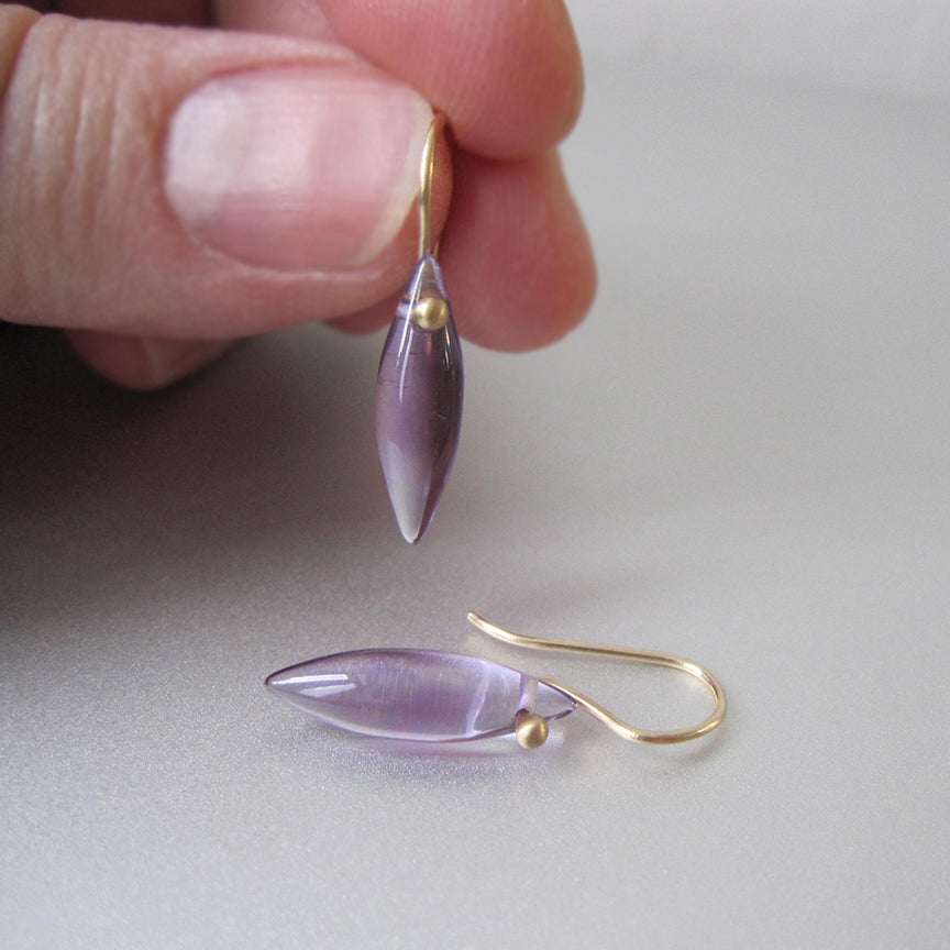 Custom Order for Beth --- Amethyst Pointed Drops on White Gold
