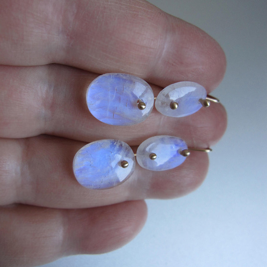 blue moonstone smooth double oval drops solid 14k gold earrings5