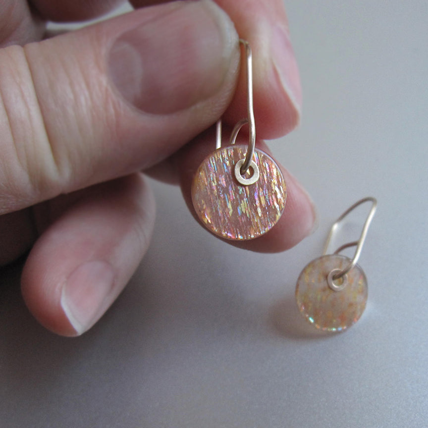 small sunstone discs with sequins solid 14k gold earrings3