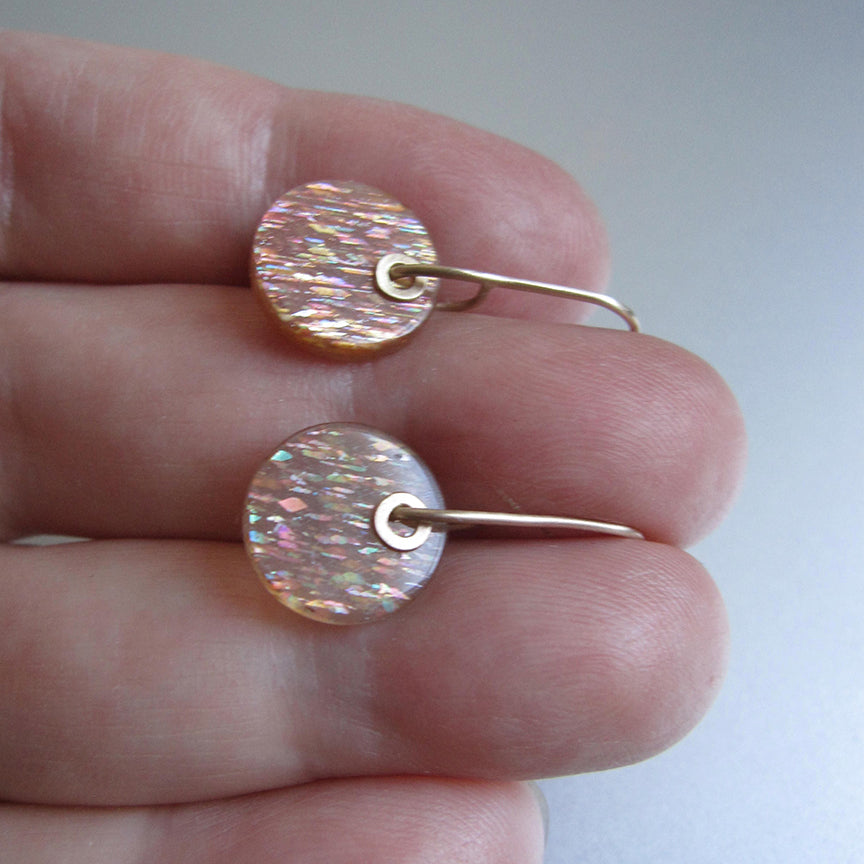 small sunstone discs with sequins solid 14k gold earrings5