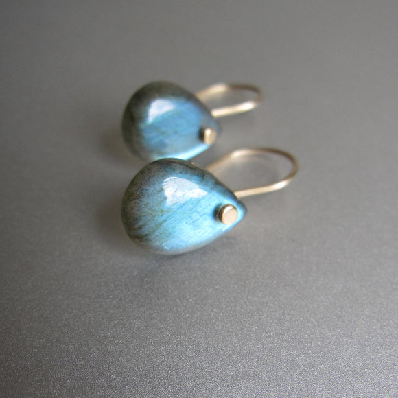 small teal labradorite drops solid 14k gold earrings