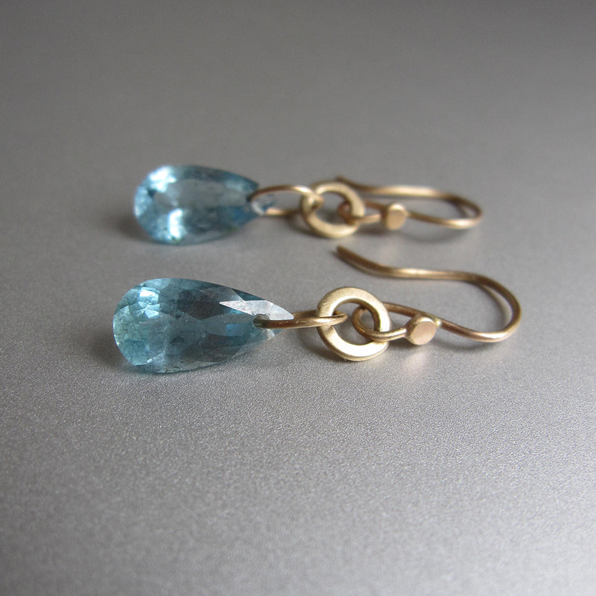 aquamarine drops on hammered gold loops solid 14k gold earrings2