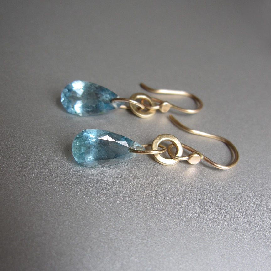 aquamarine drops on hammered gold loops solid 14k gold earrings3