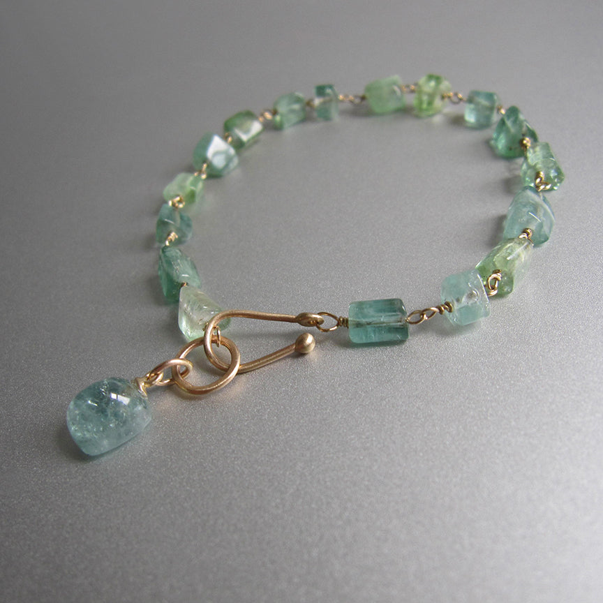 light green tourmaline nugget solid 14k gold bracelet3