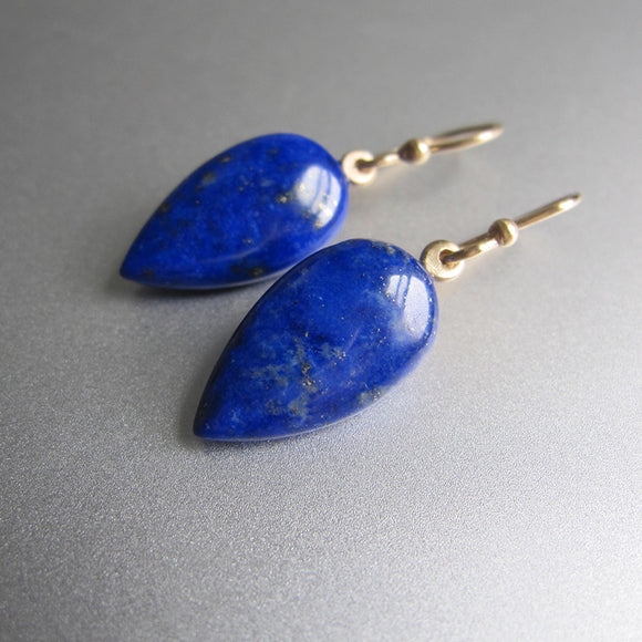 lapis domed pointed drops solid 14k gold earrings4