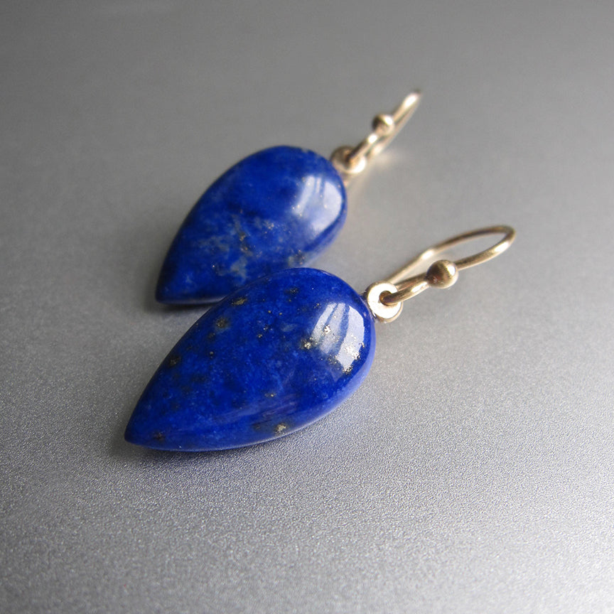 lapis domed pointed drops solid 14k gold earrings2