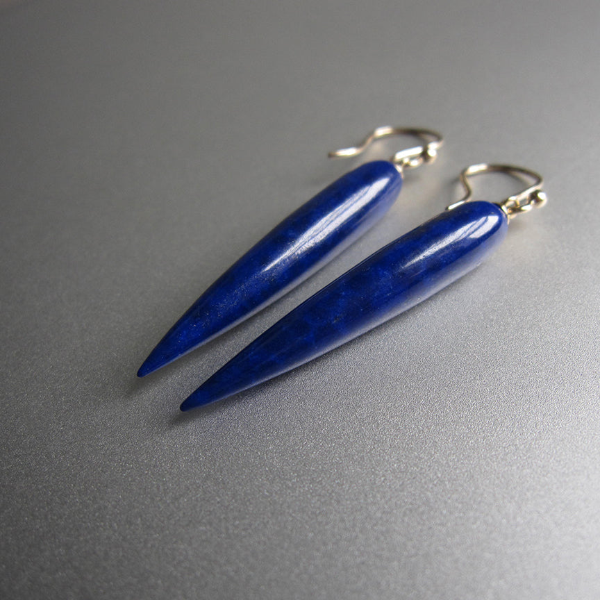 long pointed lapis lazuli drop solid 14k gold earrings2