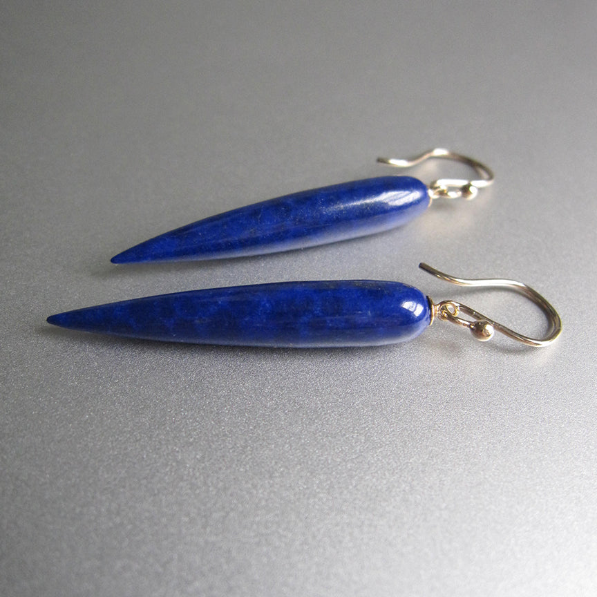 long pointed lapis lazuli drop solid 14k gold earrings3