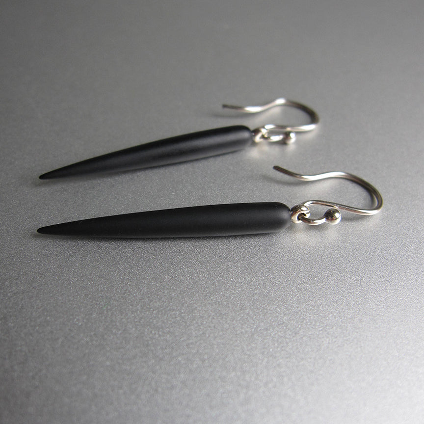 frosted black onyx spikes solid 14k white gold earrings6