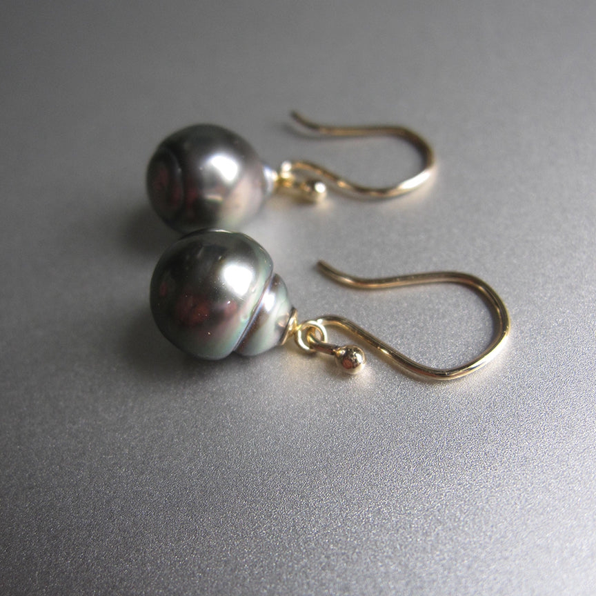 Gray Tahitian Pearl Drops solid 14k gold earrings