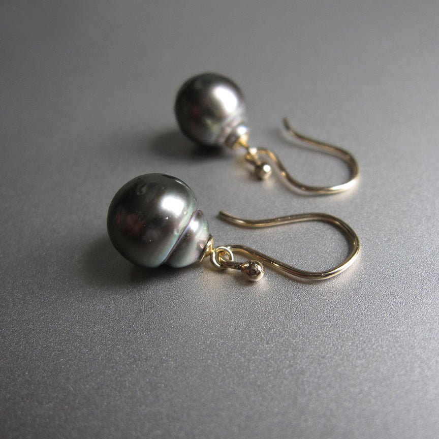 Gray Tahitian Pearl Drops solid 14k gold earrings2