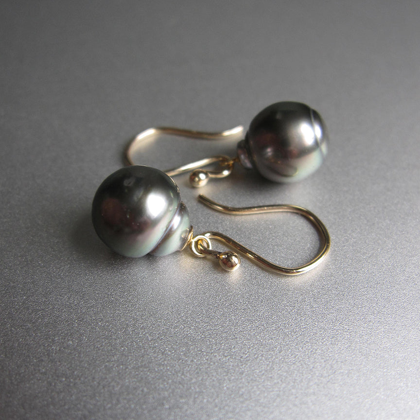 Gray Tahitian Pearl Drops solid 14k gold earrings5