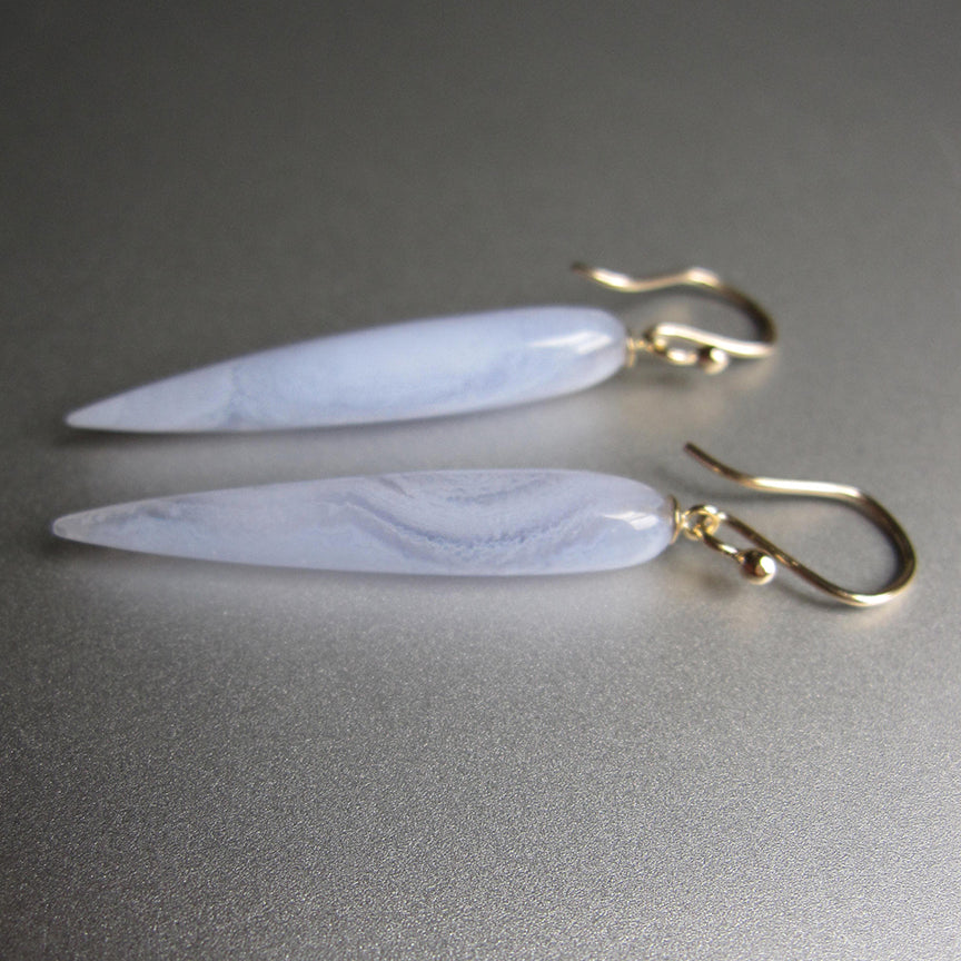 long lace agate spike earrings solid 14k gold