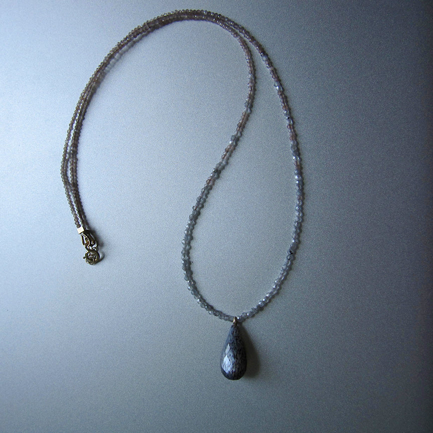 moonstone and zircon seed bead choker with gray moonstone faceted drop pendant solid 14k gold necklace2
