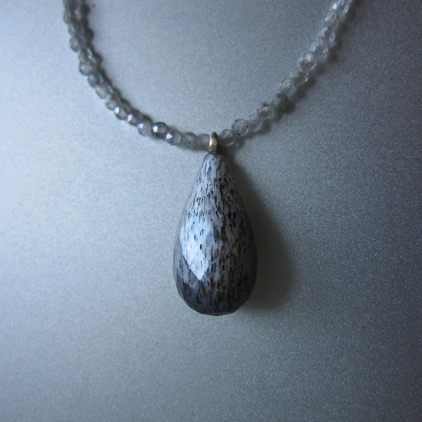 moonstone and zircon seed bead choker with gray moonstone faceted drop pendant solid 14k gold necklace3