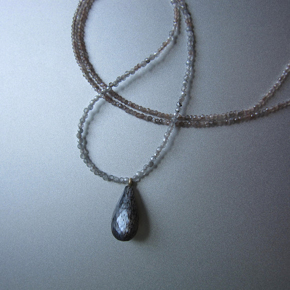 moonstone and zircon seed bead choker with gray moonstone faceted drop pendant solid 14k gold necklace6