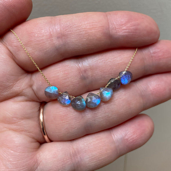 Custom Listing for Amanda --- Two Chains with Seven Briolettes --Garnet and Labradorite