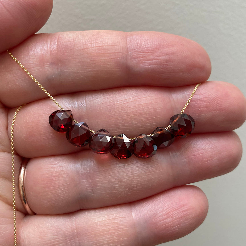 Custom Listing for Amanda --- Two Chains with Seven Briolettes --Garnet and Labradorite