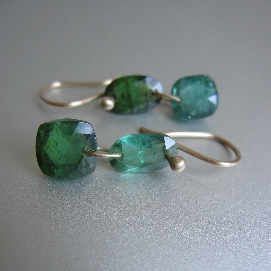 blue green mismatched rose cut tourmaline double drop solid 14k gold earrings5