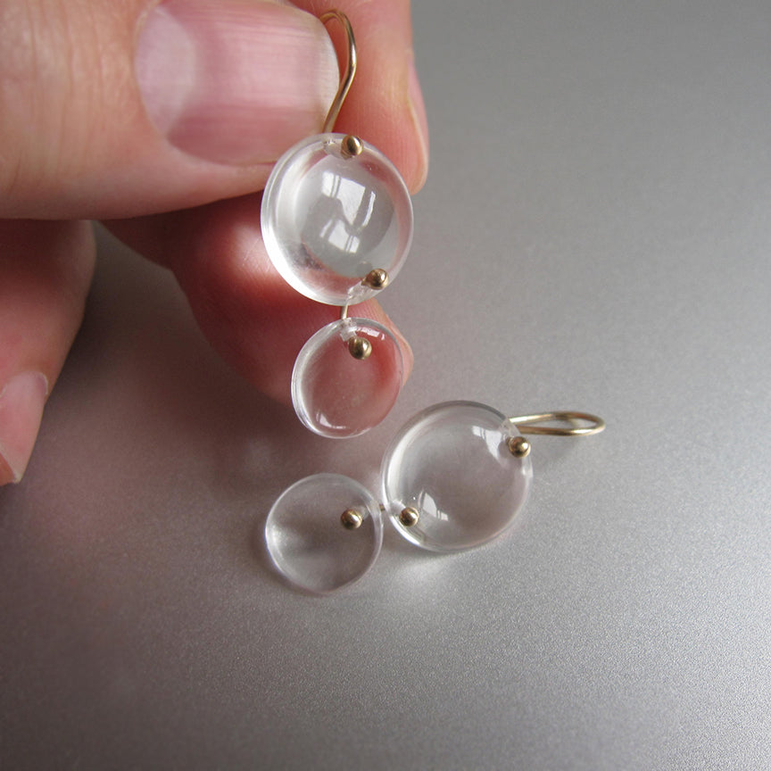 crystal quartz double circle drops solid 14k gold earrings7