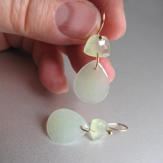 light green prehnite and aventurine double drops solid 14k gold earrings5