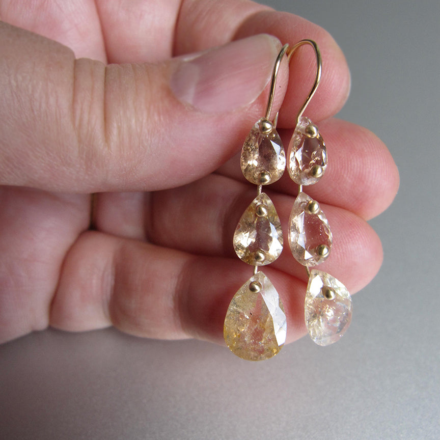 topaz three stone faceted drops solid 14k gold earrings2