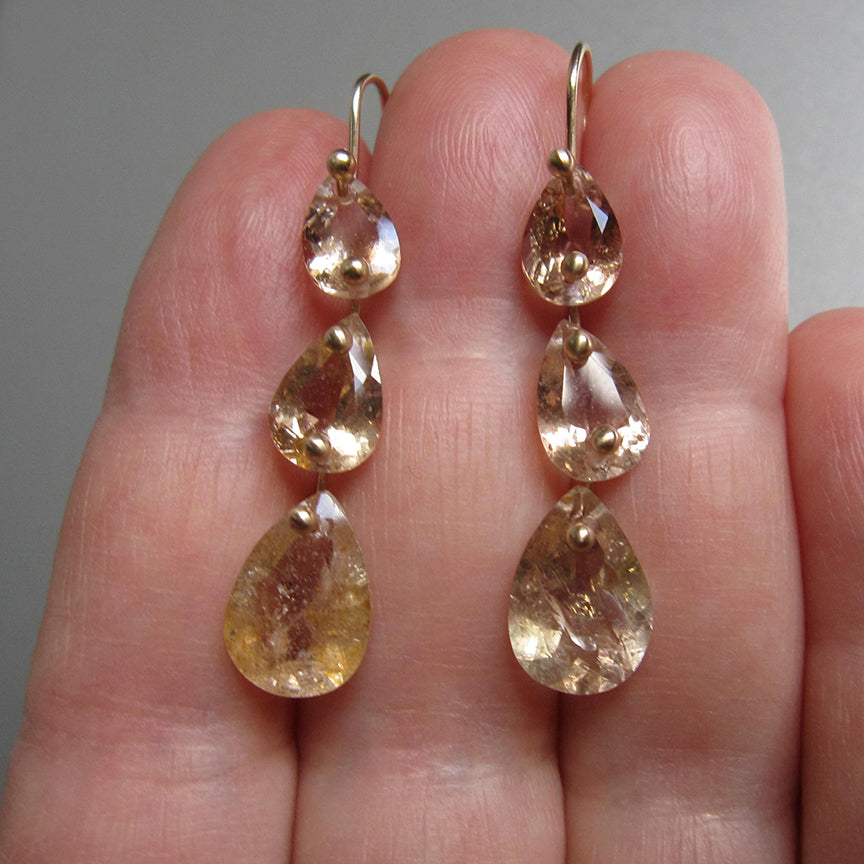 topaz three stone faceted drops solid 14k gold earrings5