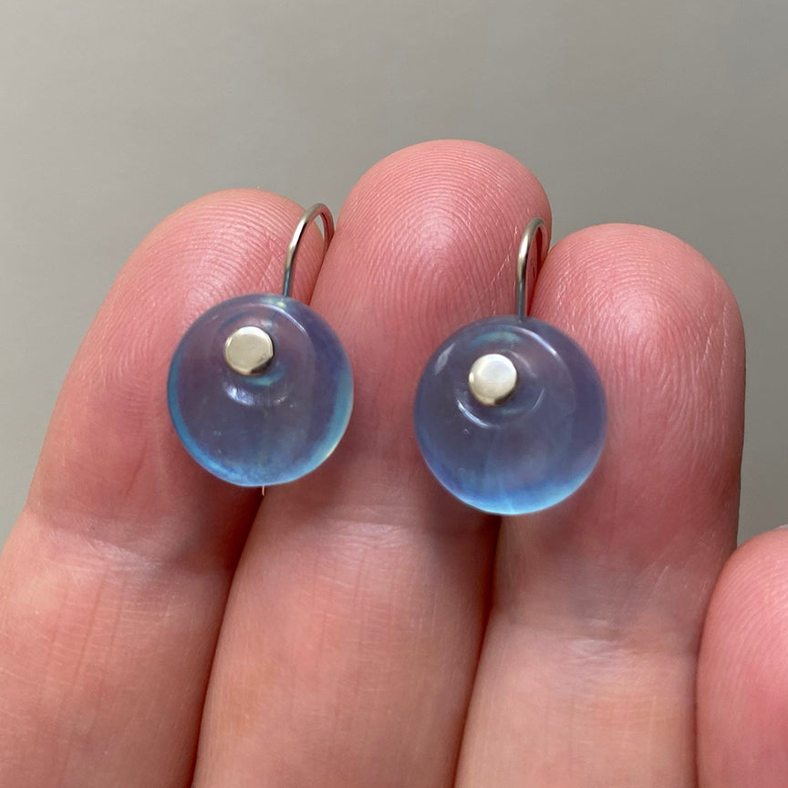 Custom Listing for Christine --- Aquamarine Smooth Discs, Solid 14k White Gold Earrings