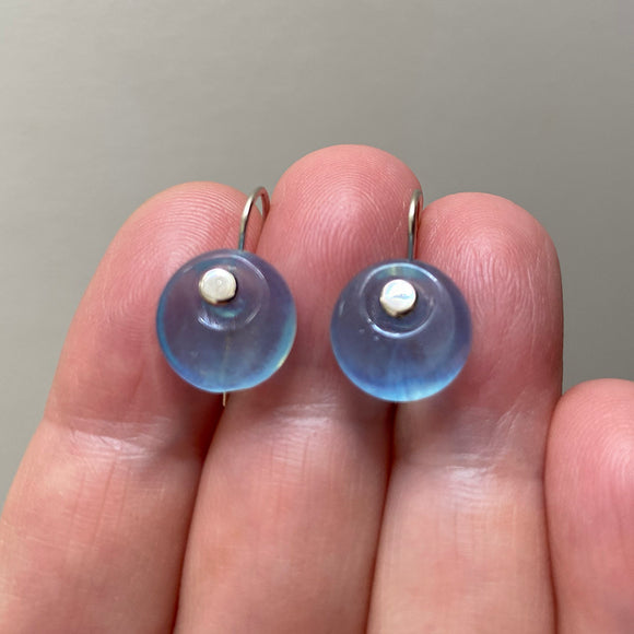Custom Listing for Christine --- Aquamarine Smooth Discs, Solid 14k White Gold Earrings
