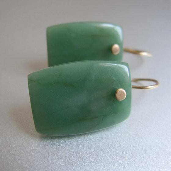 smooth jade tablets solid 14k gold earrings