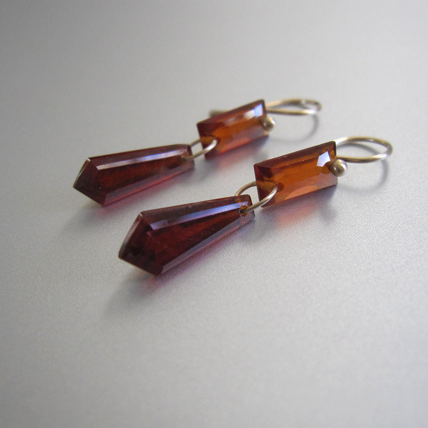hessonite garnet baguette and kite shaped double drops solid 14k gold earrings2