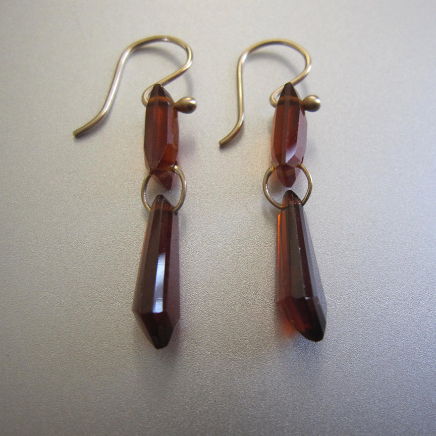 hessonite garnet baguette and kite shaped double drops solid 14k gold earrings4