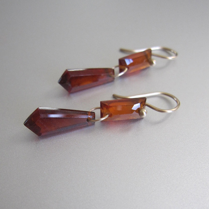 hessonite garnet baguette and kite shaped double drops solid 14k gold earrings3