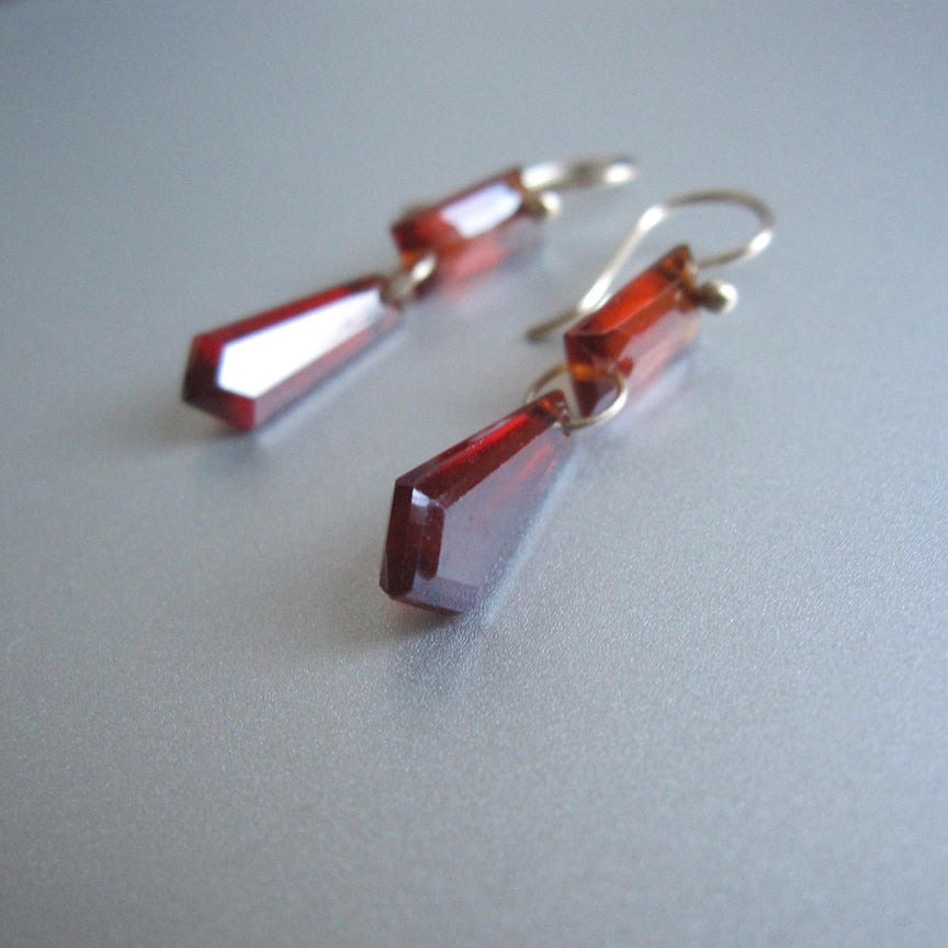 hessonite garnet baguette and kite shaped double drops solid 14k gold earrings6