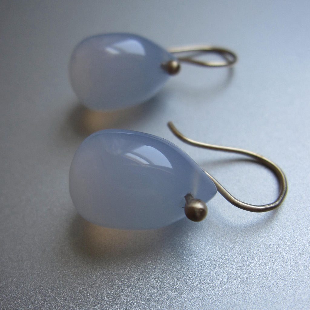 smooth blue chalcedony drops solid 14k gold earrings2