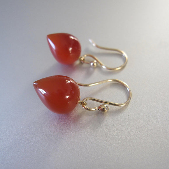Carnelian Smooth Pointed Drops Solid 14k Gold Earrings