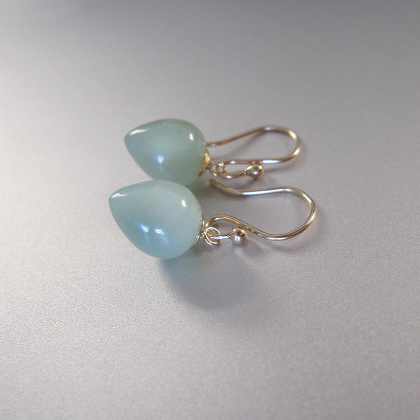 light green serpentine drop earrings solid 14k gold