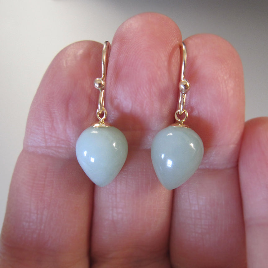 light green serpentine drop earrings solid 14k gold5