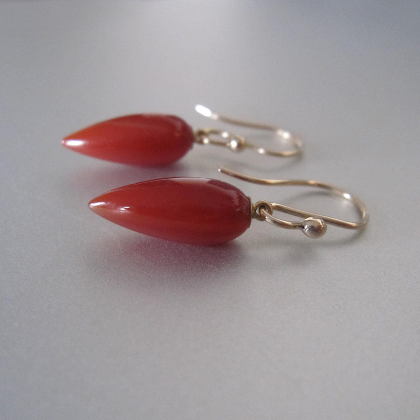 elongated pointy carnelian drops solid 14k gold earrings5