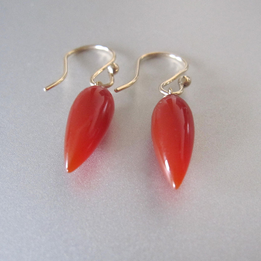 elongated pointy carnelian drops solid 14k gold earrings4