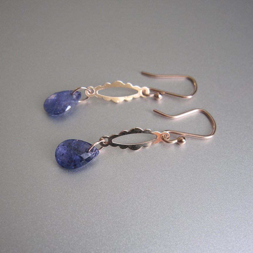 Rose Gold Scalloped Links with Tanzanite Dangles Solid 14k Rose Gold Earrings3