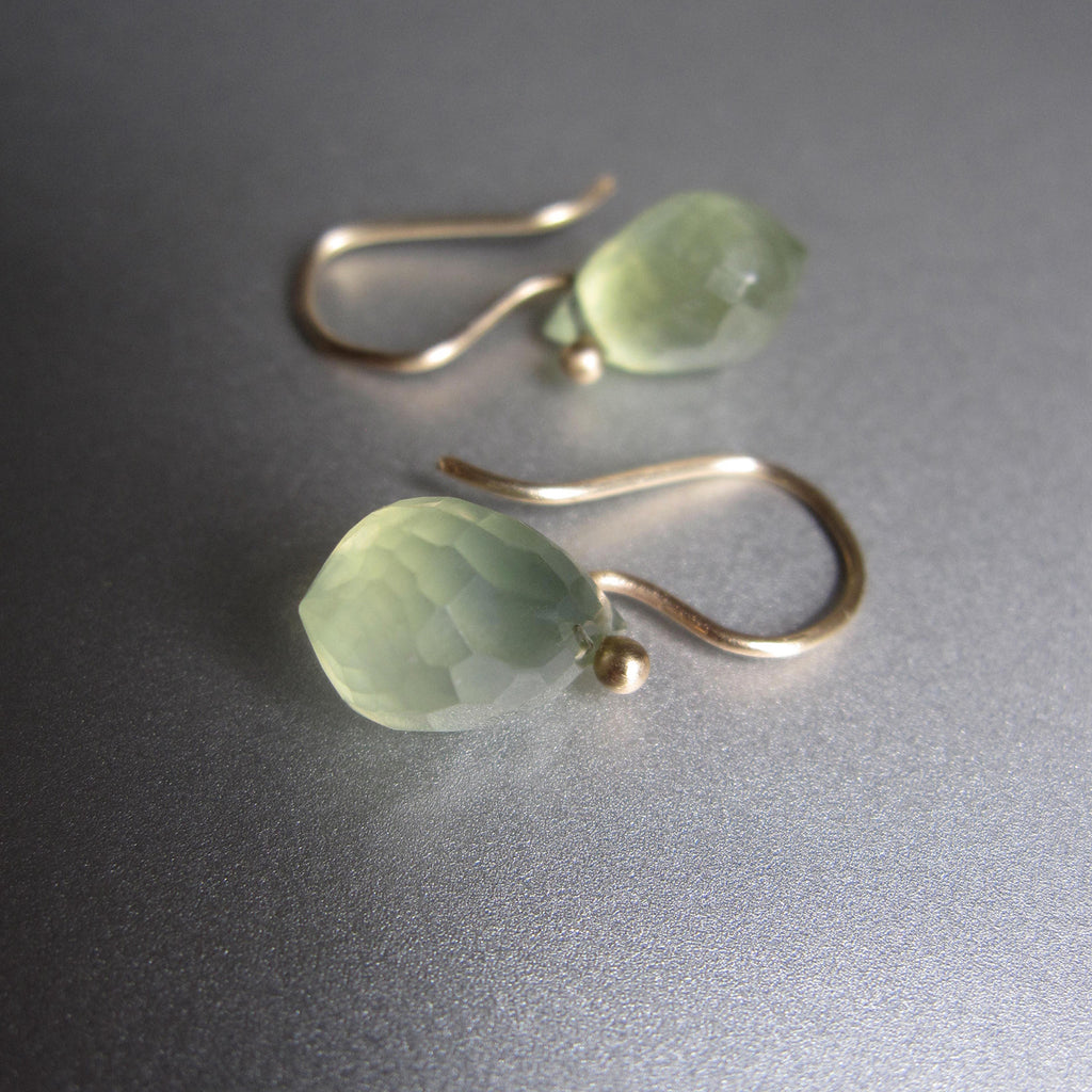 small faceted prehnite drops solid 14k gold earrings5