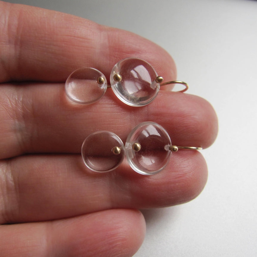 crystal quartz double circle drops solid 14k gold earrings6
