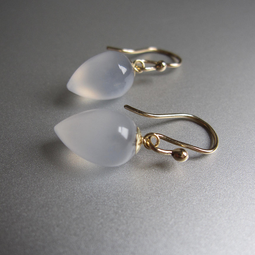 small pointed chalcedony drops solid 14k gold earrings