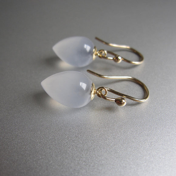 small pointed chalcedony drops solid 14k gold earrings