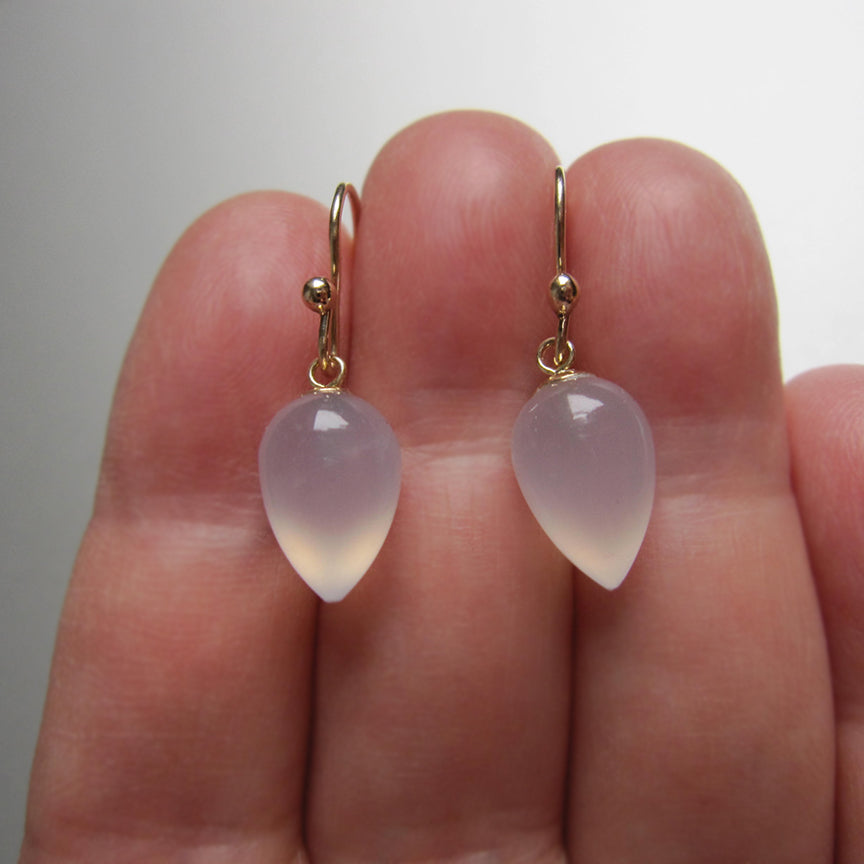 chalcedony pointed drop earrings solid 14k gold5