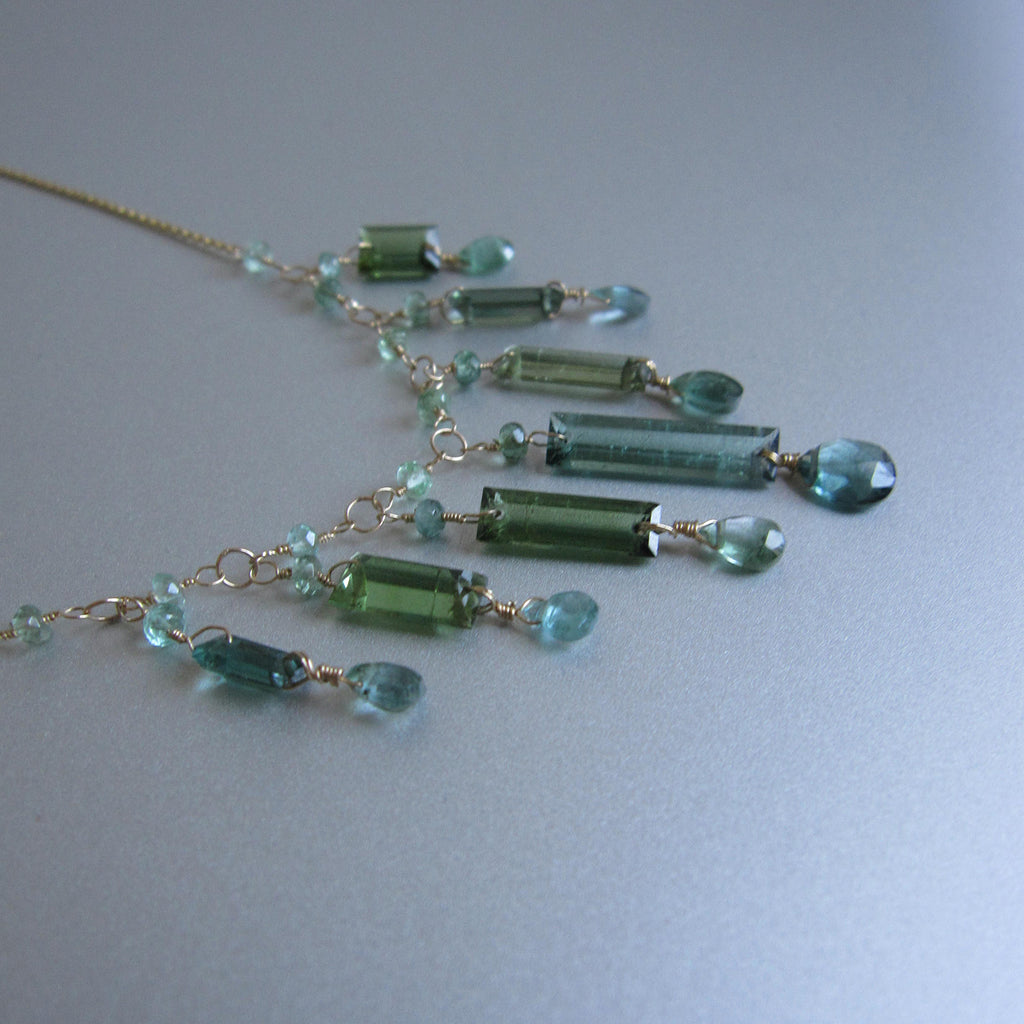 green blue tourmaline fringe solid 14k gold necklace4