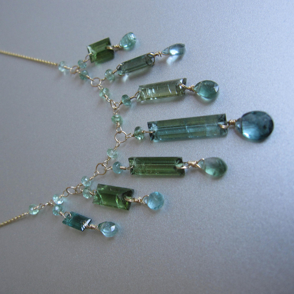 green blue tourmaline fringe solid 14k gold necklace3