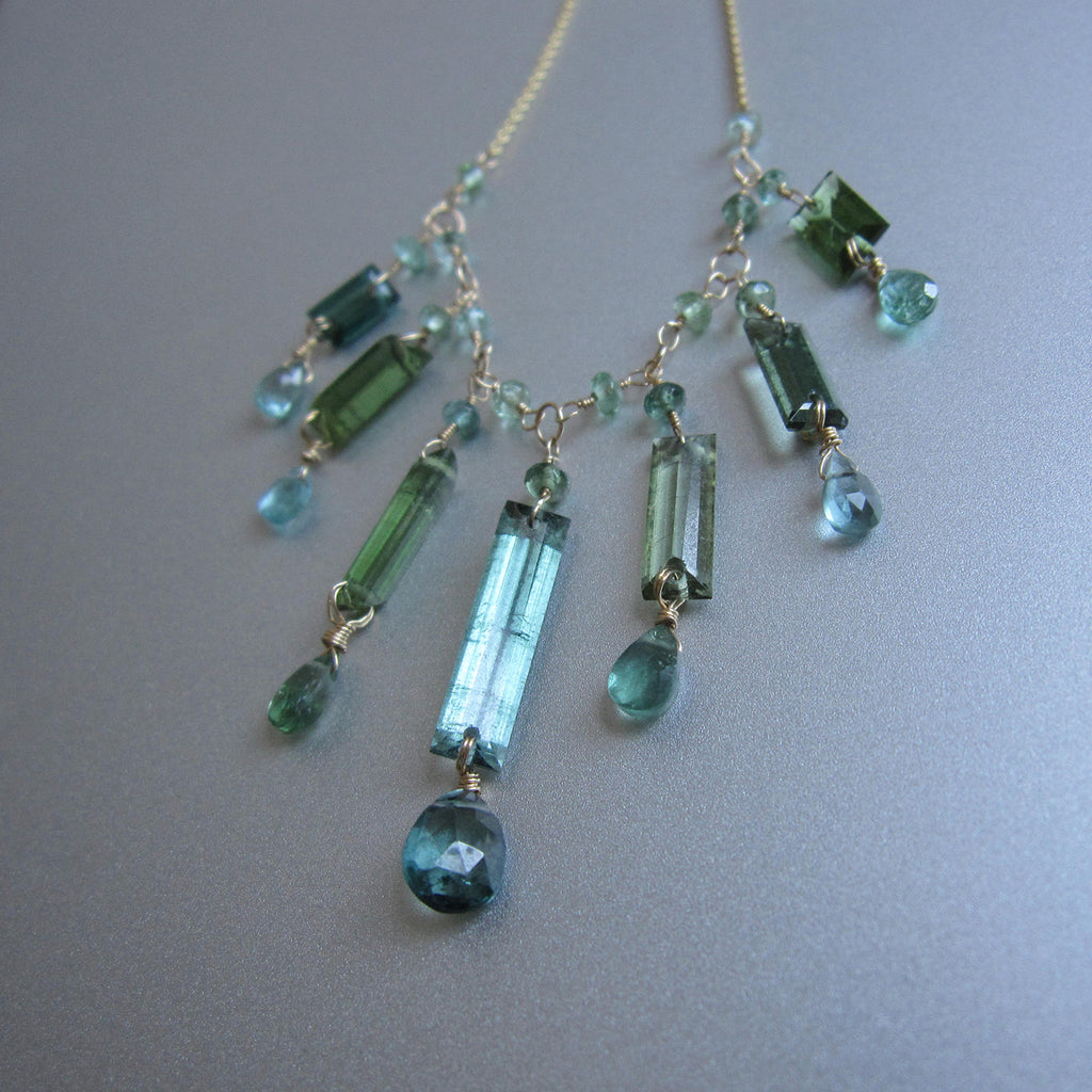 green blue tourmaline fringe solid 14k gold necklace2