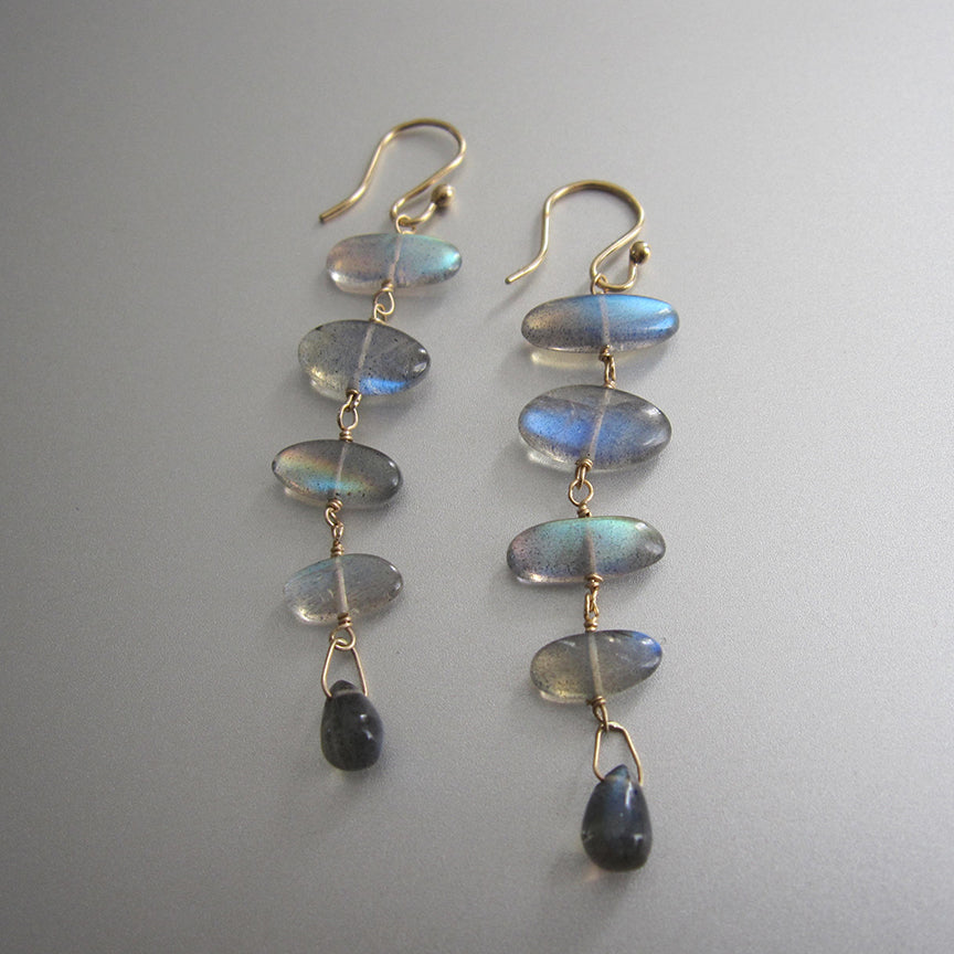 labradorite five stone solid 14k gold earrings